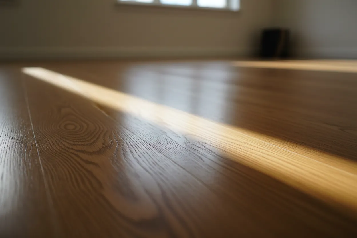 Close-up van de nerf van een geoliede eiken vloer